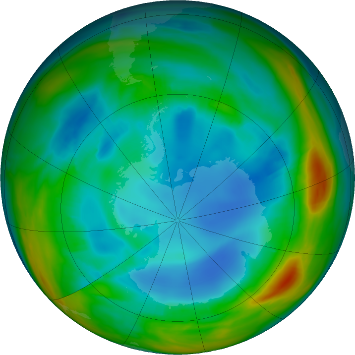 Antarctic ozone map for 29 July 2017